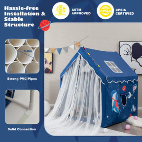 Large Kids Play Tent with Removable Padded Mat & Gauze Door Curtain