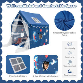 Large Kids Play Tent with Removable Padded Mat & Gauze Door Curtain