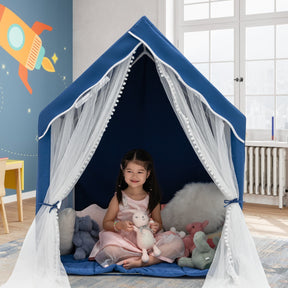Large Kids Play Tent with Removable Padded Mat & Gauze Door Curtain