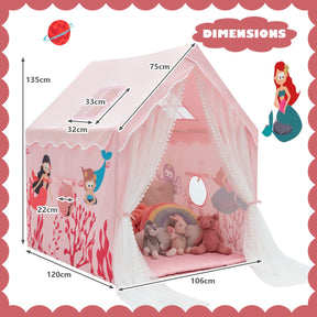 Large Kids Play Tent with Removable Padded Mat & Gauze Door Curtain