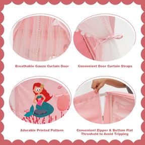 Large Kids Play Tent with Removable Padded Mat & Gauze Door Curtain