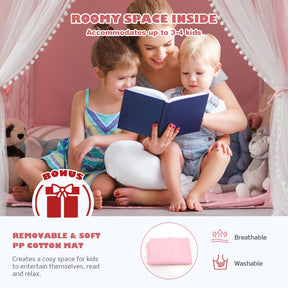 Large Kids Play Tent with Removable Padded Mat & Gauze Door Curtain