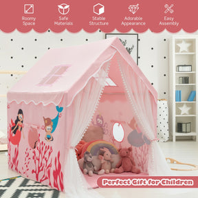 Large Kids Play Tent with Removable Padded Mat & Gauze Door Curtain