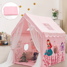 Large Kids Play Tent with Removable Padded Mat & Gauze Door Curtain