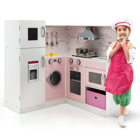 Kids Kitchen Pretend Play Set with Cookware & Apron