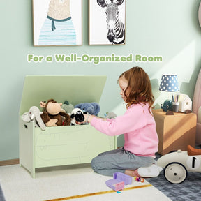 Kids Toy Box Storage Chest, Wooden Trunk Bench w/ Safety Hinge, Children Storage Box w/ Handles