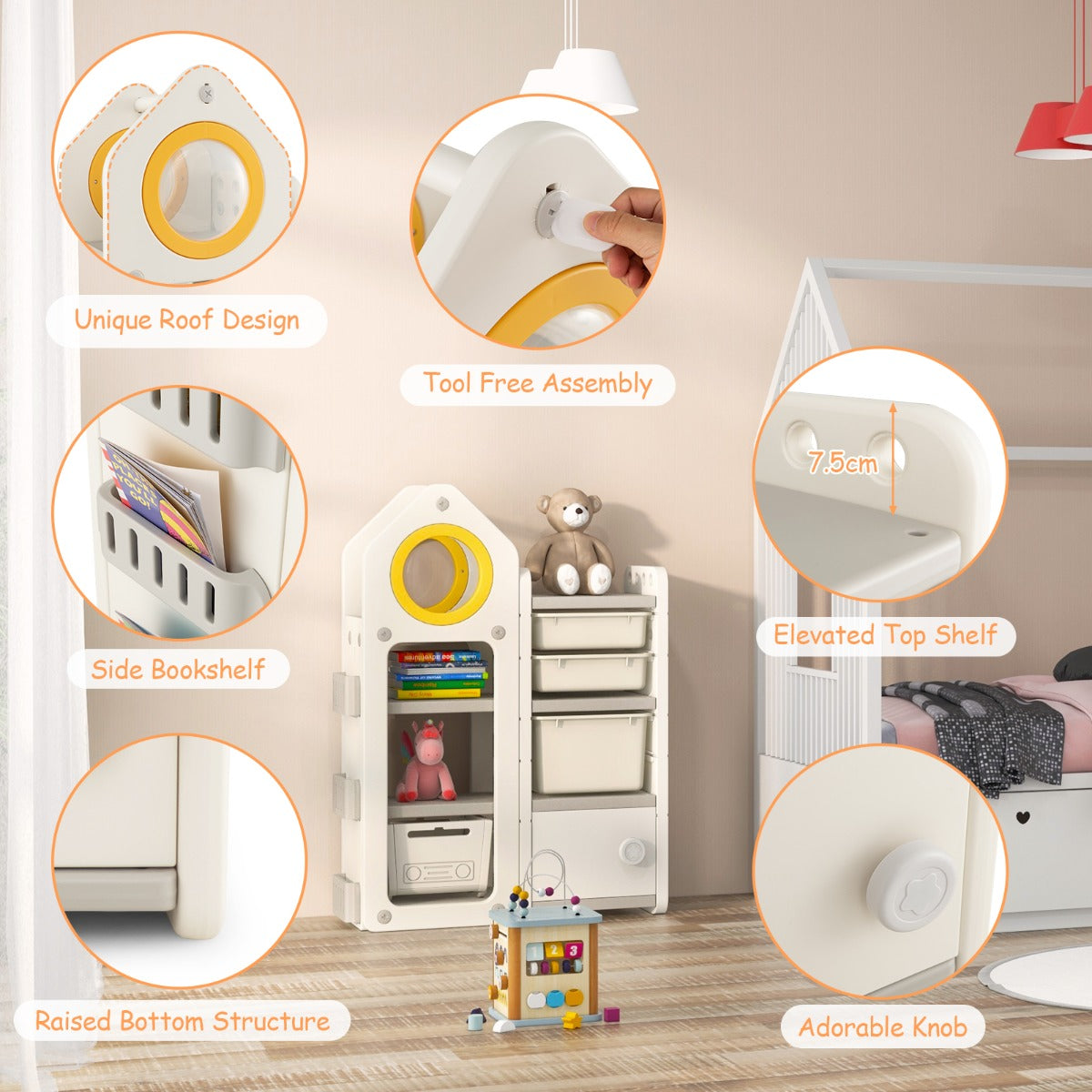 Kids Toy Storage Organizer with Mobile Trolley for Playroom