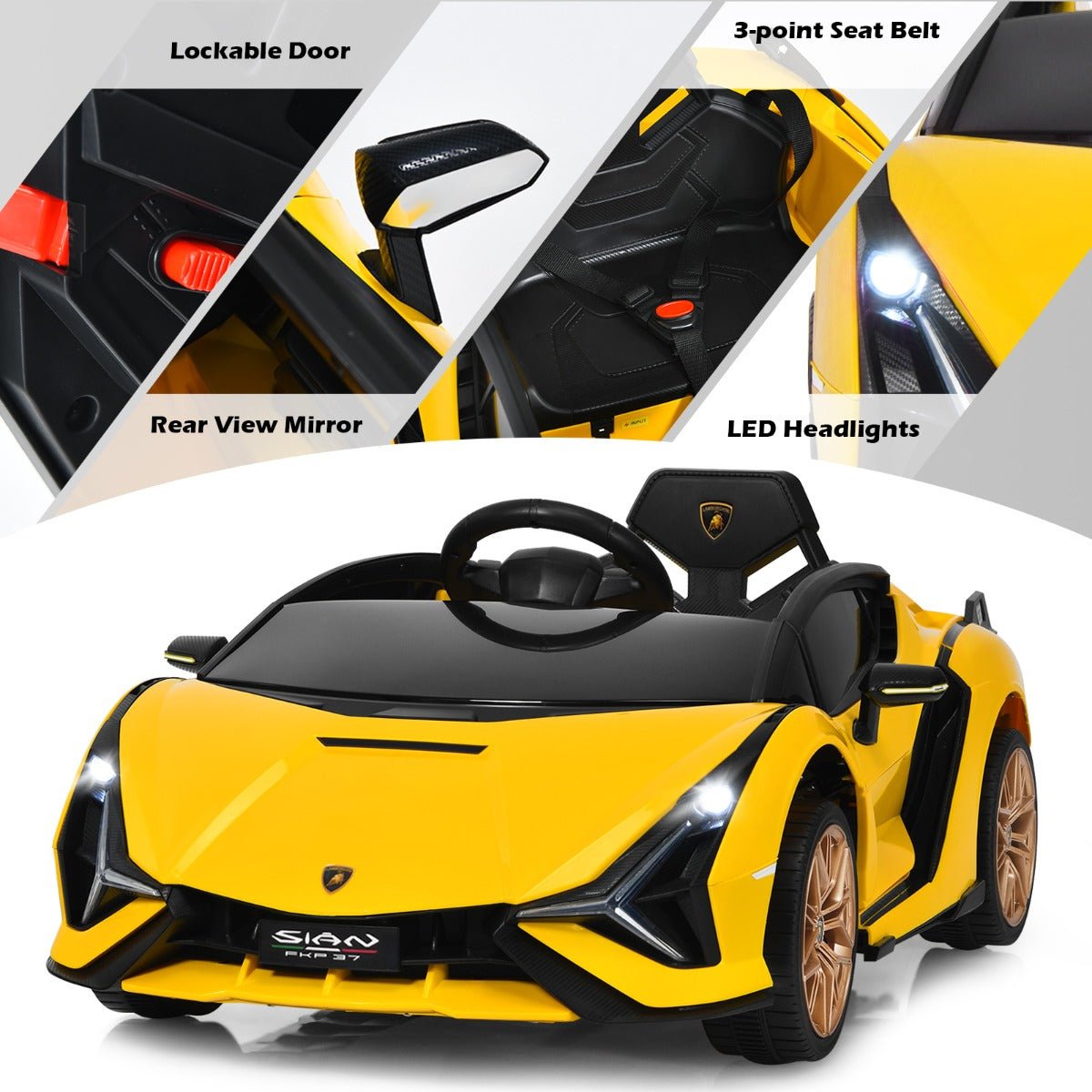 Electric Toy Car with Remote Control & LED Lights for Kids