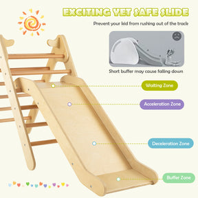 2 in 1 Kids Wooden Climbing Triangle Set with Slide