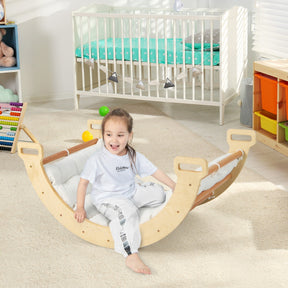 3-in-1 Double-Sided wooden Arch Rocker with Soft Cushion for Kids