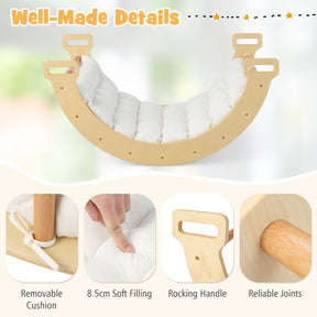 3-in-1 Double-Sided wooden Arch Rocker with Soft Cushion for Kids
