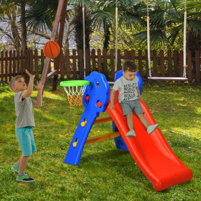 2-in-1 Kids Folding Slide and Climber with Basketball Hoop