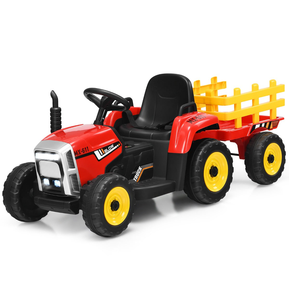 12V Kids Ride On Tractor with Trailer and Remote Control