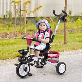 6-in-1 Folding Baby Tricycle with Adjustable & Removable Awning