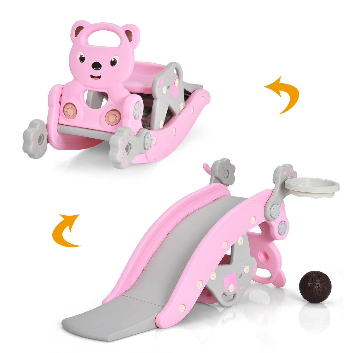 4-in-1 Rocking Horse and Slide Set for Kids