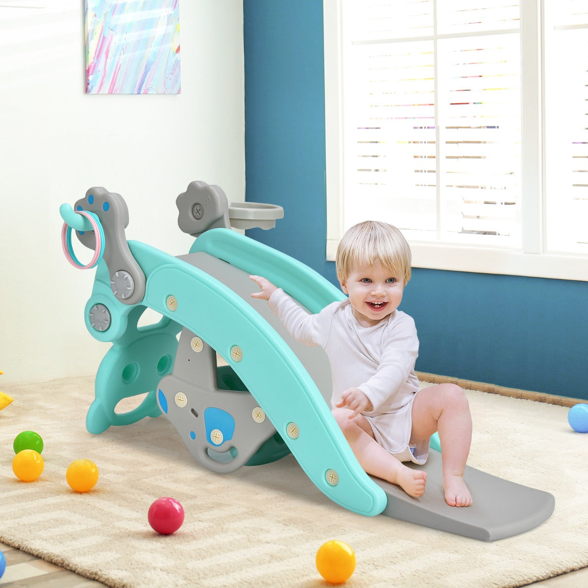 4-in-1 Rocking Horse and Slide Set for Kids