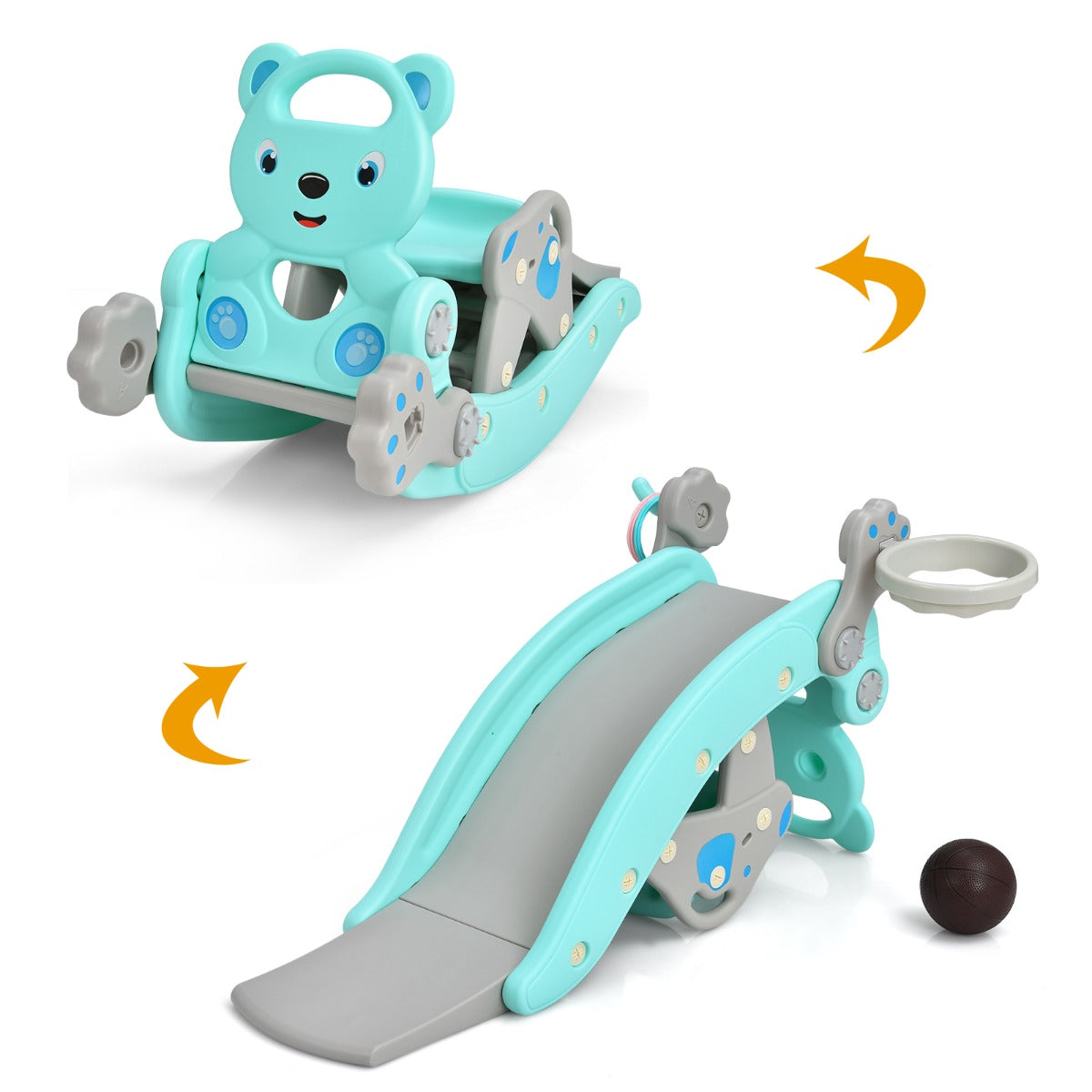 4-in-1 Rocking Horse and Slide Set for Kids