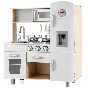 Kids Wooden Pretend Cooking Food Playset with Water Dispenser