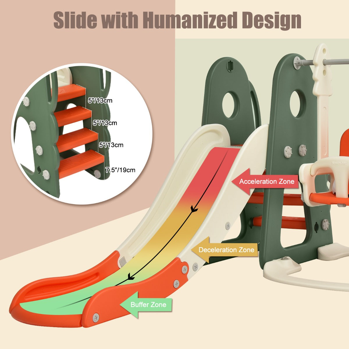 6 in 1 Climber Slide Playset with Basketball Hoop for Kids