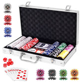Hikidspace 300 Pieces Casino Poker Chip Set with Aluminum Case for Party Game