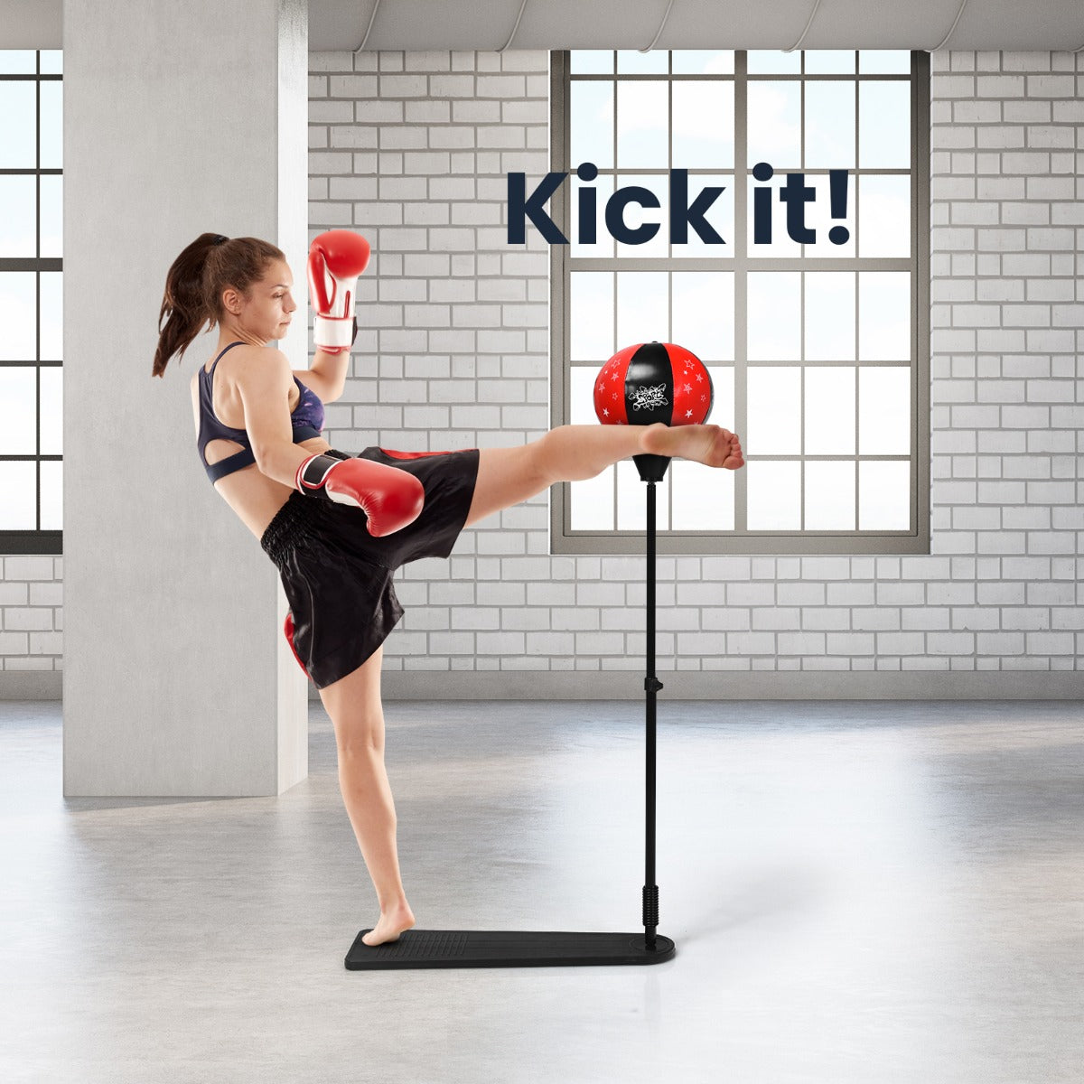 85.09cm-130.81cm Height Adjustable Punching Ball Set with Boxing Gloves & Air Pump