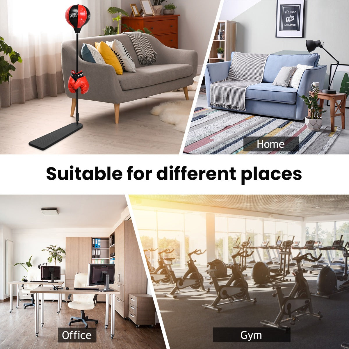 85.09cm-130.81cm Height Adjustable Punching Ball Set with Boxing Gloves & Air Pump