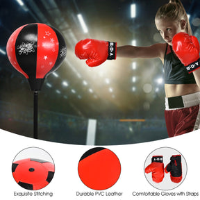 85.09cm-130.81cm Height Adjustable Punching Ball Set with Boxing Gloves & Air Pump
