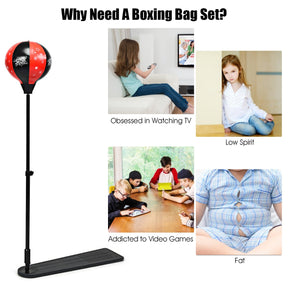 85.09cm-130.81cm Height Adjustable Punching Ball Set with Boxing Gloves & Air Pump