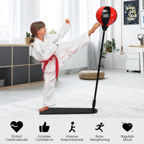 85.09cm-130.81cm Height Adjustable Punching Ball Set with Boxing Gloves & Air Pump