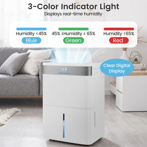 96 Pints Dehumidifier with 24H Timer and 3-Color Indicator