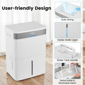 96 Pints Dehumidifier with 24H Timer and 3-Color Indicator