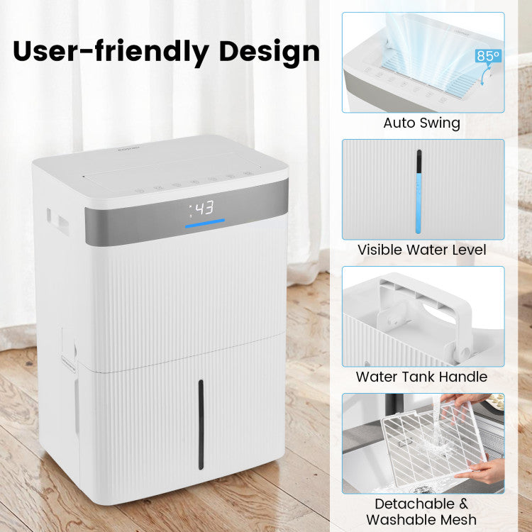 96 Pints Dehumidifier with 24H Timer and 3-Color Indicator