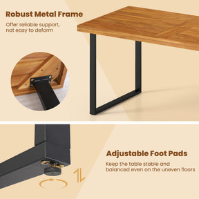 3 Pieces Patio Dining Table Set 63” Rectangle Table and 2 Backless Bench