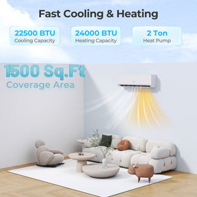 24000 BTU 25 SEER2 208-230V Mini Split Air Conditioner and Heater WiFi Enabled