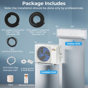 24000 BTU 25 SEER2 208-230V Mini Split Air Conditioner and Heater WiFi Enabled