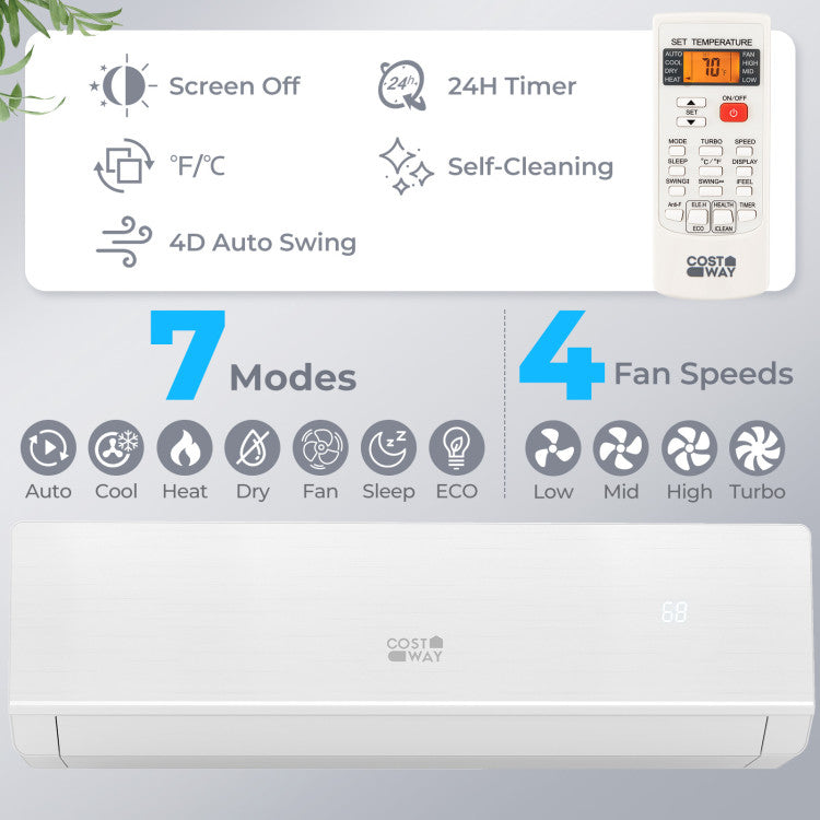 24000 BTU 25 SEER2 208-230V Mini Split Air Conditioner and Heater WiFi Enabled