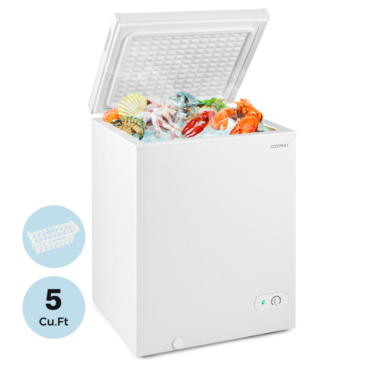 141 L/5 Cu.Ft Compact Chest Freezer with 7-Gear Adjustable Temperature