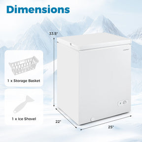 141 L/5 Cu.Ft Compact Chest Freezer with 7-Gear Adjustable Temperature