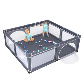 206 x 185.5 x 68 cm Baby Playpen with 50 Pieces Ocean Balls and 4 Handlebars