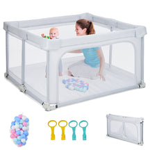 124 x 124 x 70 cm Foldable Baby Playpen Interactive Activity Center with Balls Pull Rings