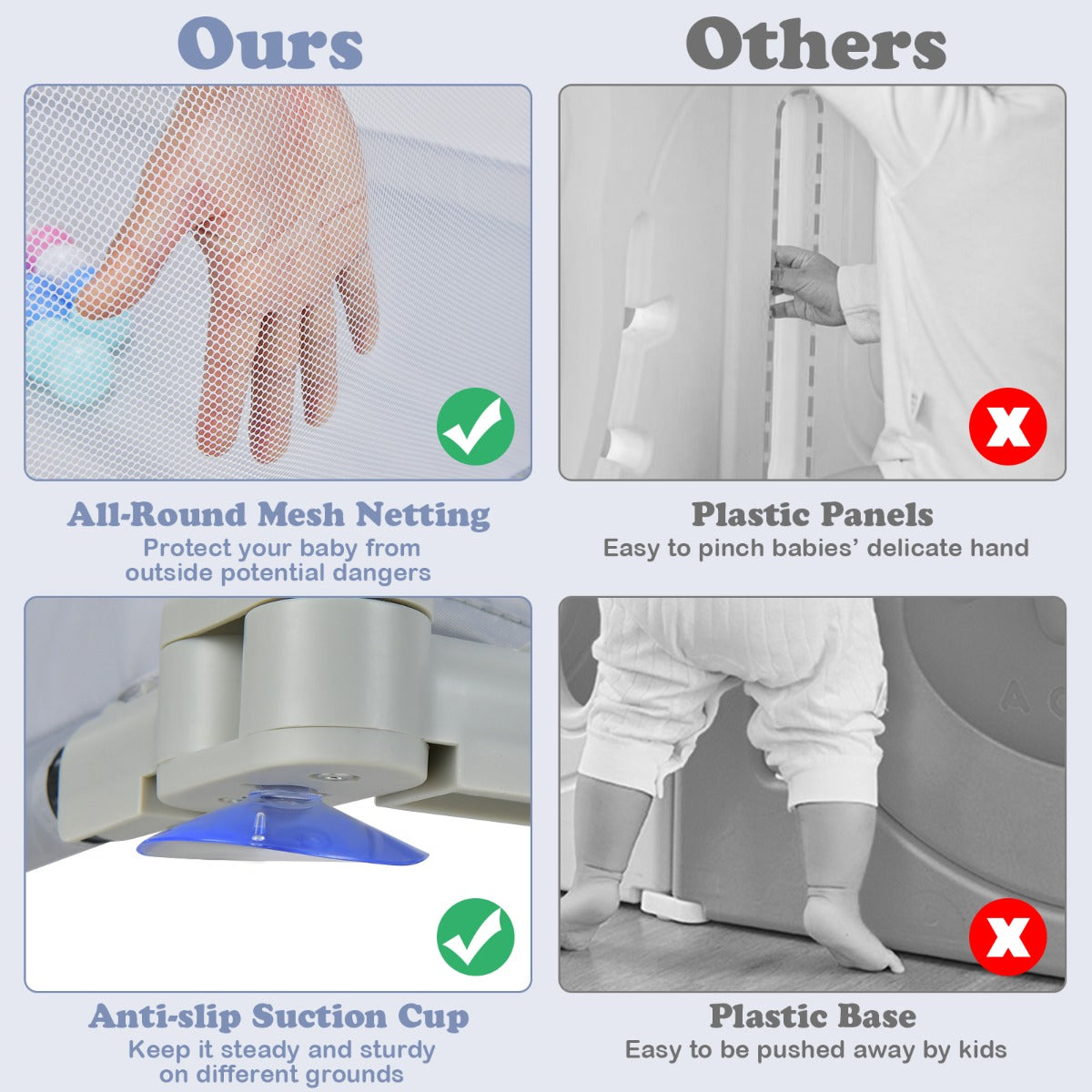 124 x 124 x 70 cm Foldable Baby Playpen Interactive Activity Center with Balls Pull Rings