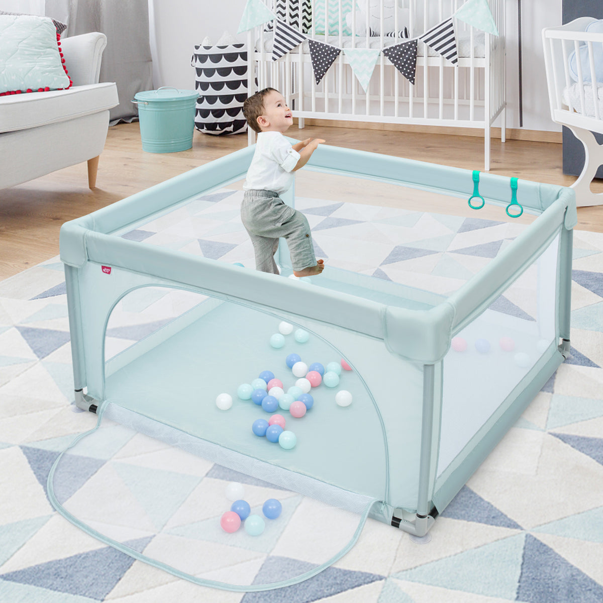 122.5 x 122 x 68 cm Baby Playpen Safety Activity Fence with 50 Ocean Balls
