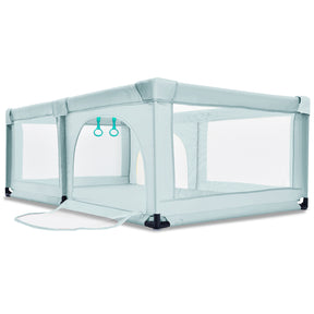 190 x 120 x 69 cm Large Baby Playpen with 50 Balls & Breathable Mesh Zipper Door