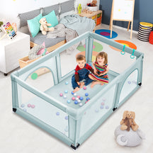 190 x 120 x 69 cm Large Baby Playpen with 50 Balls & Breathable Mesh Zipper Door
