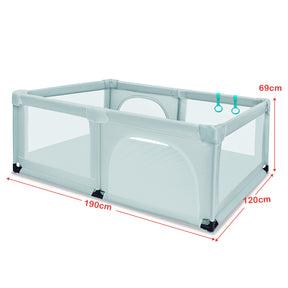 190 x 120 x 69 cm Large Baby Playpen with 50 Balls & Breathable Mesh Zipper Door