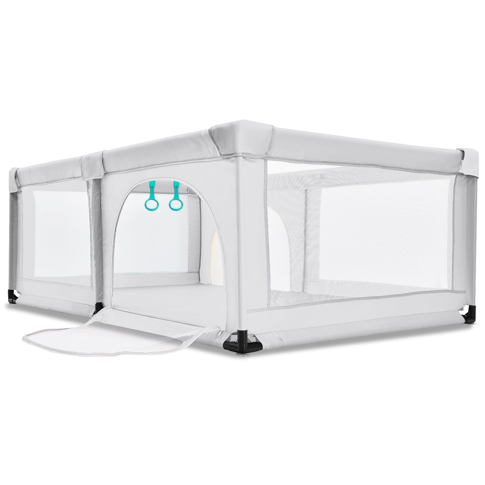 190 x 120 x 69 cm Large Baby Playpen with 50 Balls & Breathable Mesh Zipper Door