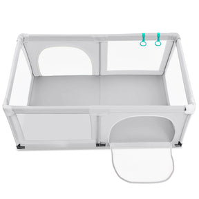 190 x 120 x 69 cm Large Baby Playpen with 50 Balls & Breathable Mesh Zipper Door