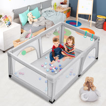190 x 120 x 69 cm Large Baby Playpen with 50 Balls & Breathable Mesh Zipper Door