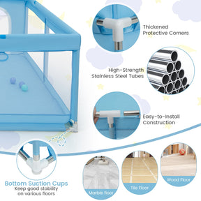 200 x 180 x 68 cm Baby Safety Playard with Soft Breathable Mesh