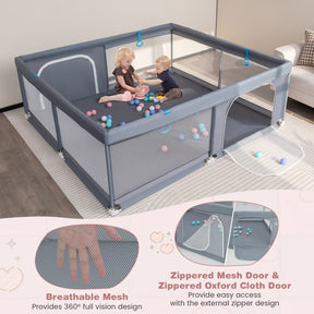 200 x 180 x 68 cm Baby Safety Playard with Soft Breathable Mesh